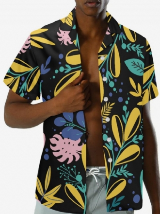 Kortärmad Hawaii-skjorta För Män Plant Printed Vacation Top