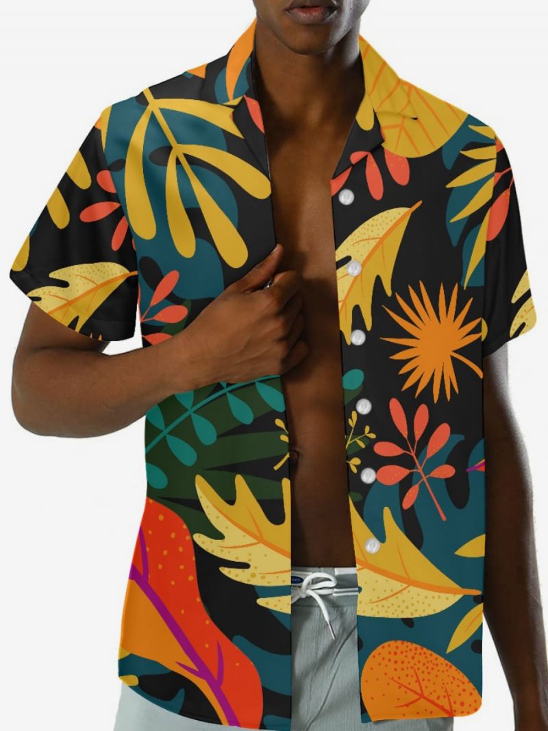 Kortärmad Hawaii Skjorta För Män Tropical Printed Vacation Top