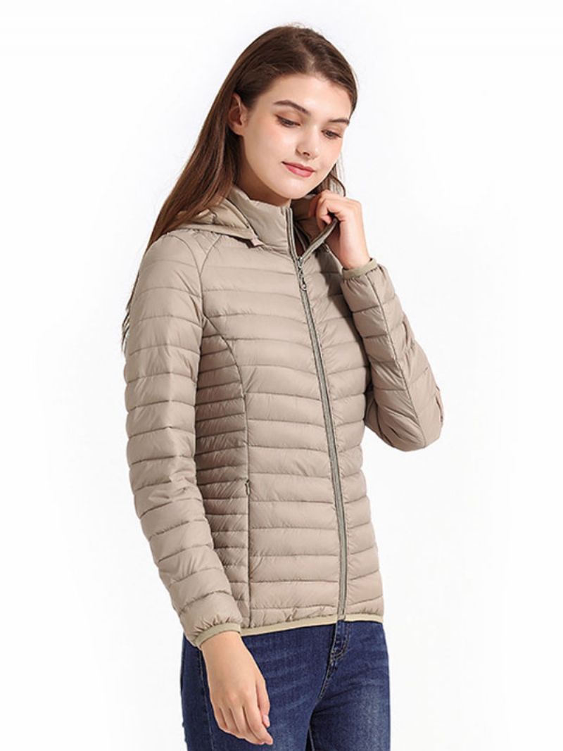 Pufferrockar Rosa Hooded Bomull Vintervarma Ytterkläder För Kvinnor - Beige