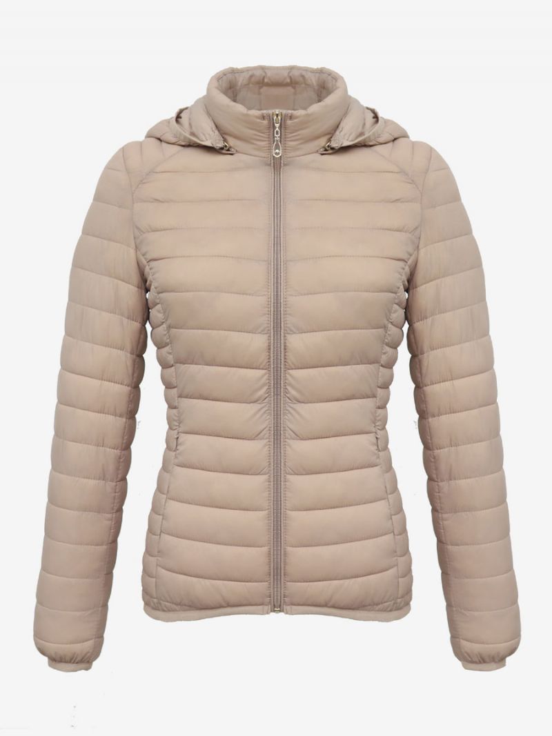 Pufferrockar Rosa Hooded Bomull Vintervarma Ytterkläder För Kvinnor - Beige