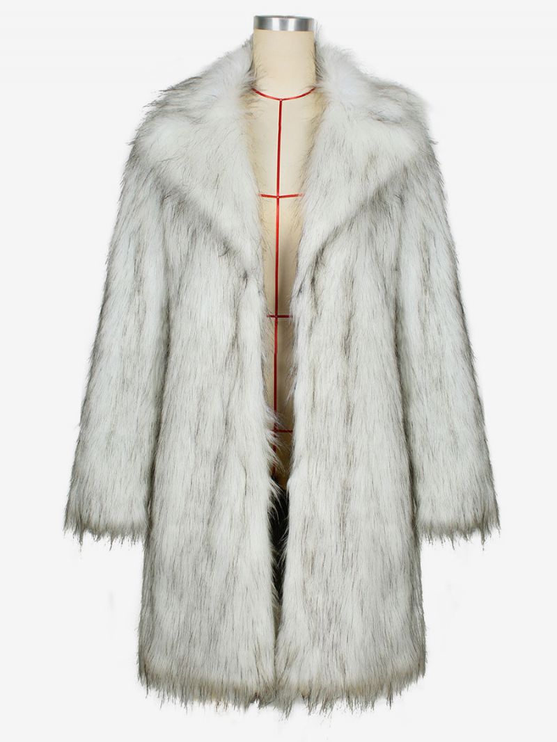 Faux Fur Coats Lapel Enkelknäppt Oversized Vinter Ytterkläder För Dam - Som Bild