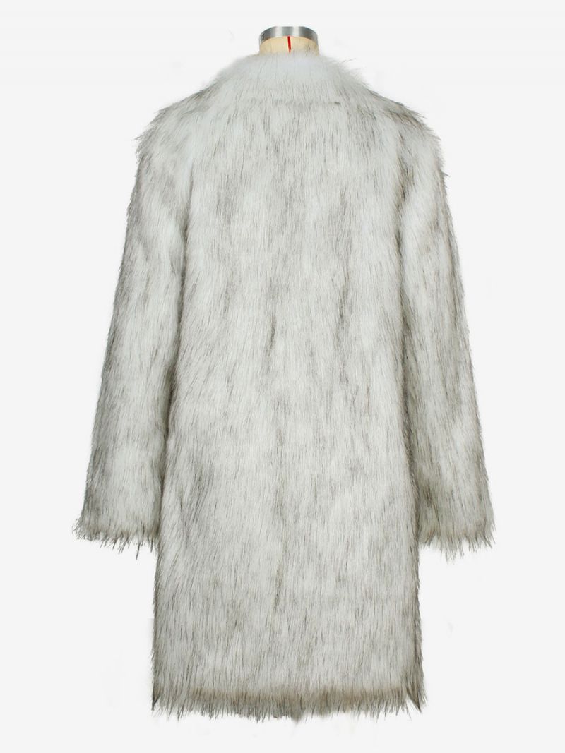 Faux Fur Coats Lapel Enkelknäppt Oversized Vinter Ytterkläder För Dam - Som Bild