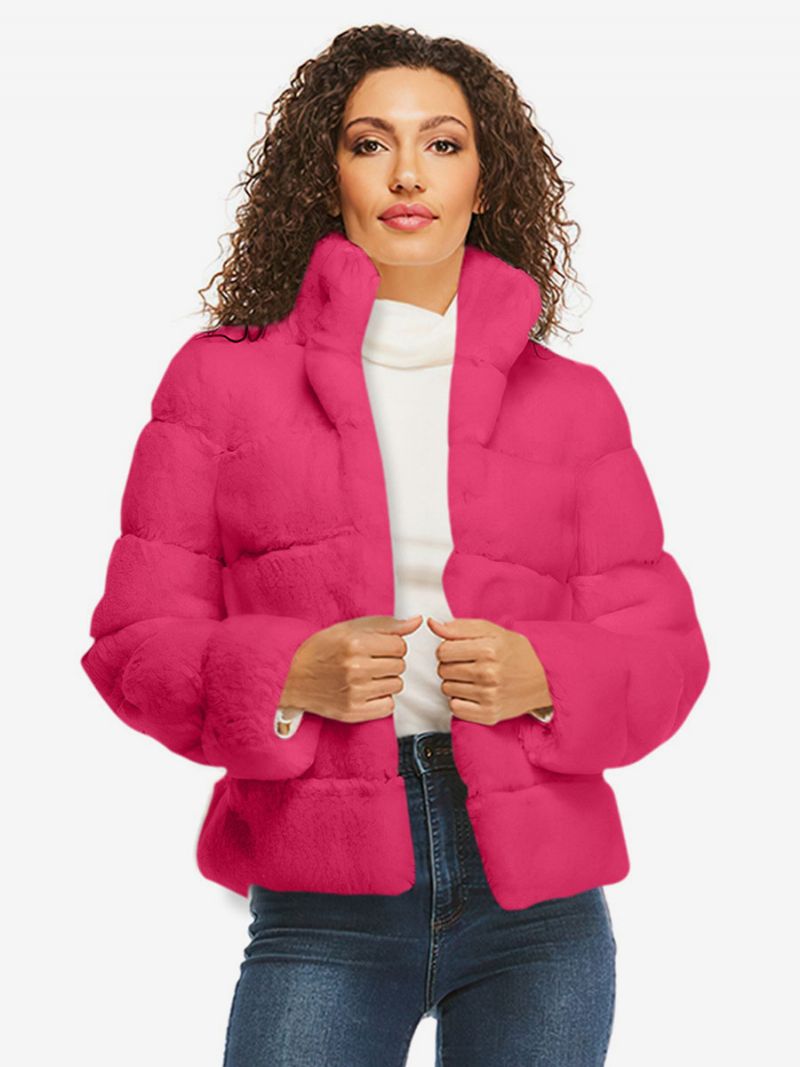 Faux Fur Coats Rose Långärmad Damrock - Ros