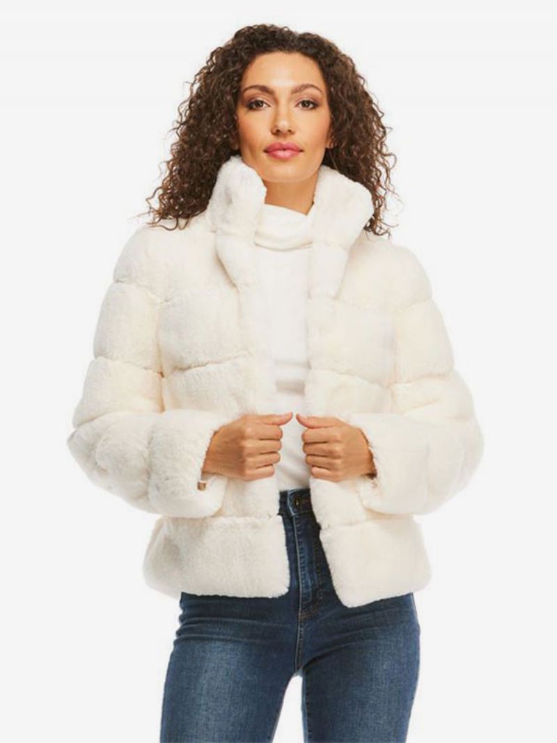 Faux Fur Coats Rose Långärmad Damrock - Vit