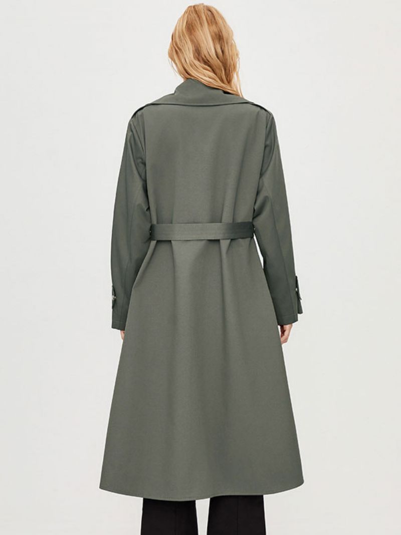 Kvinnors Trenchcoat Turndown-krage Långärmad Knappar Fall Ytterkläder - Deep Grey