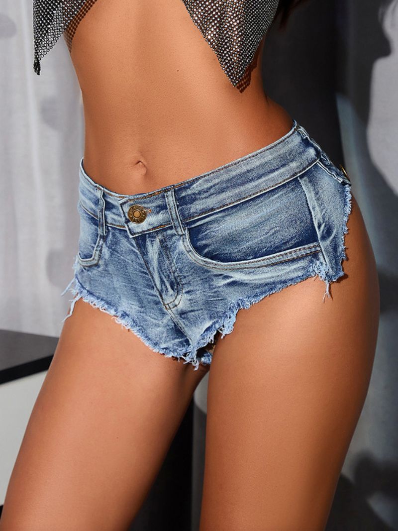 Dam Jeans Hotpants Fräckaste Täckning Irregular Club Rave Nightout Shorts - Ljus Himmelsblå