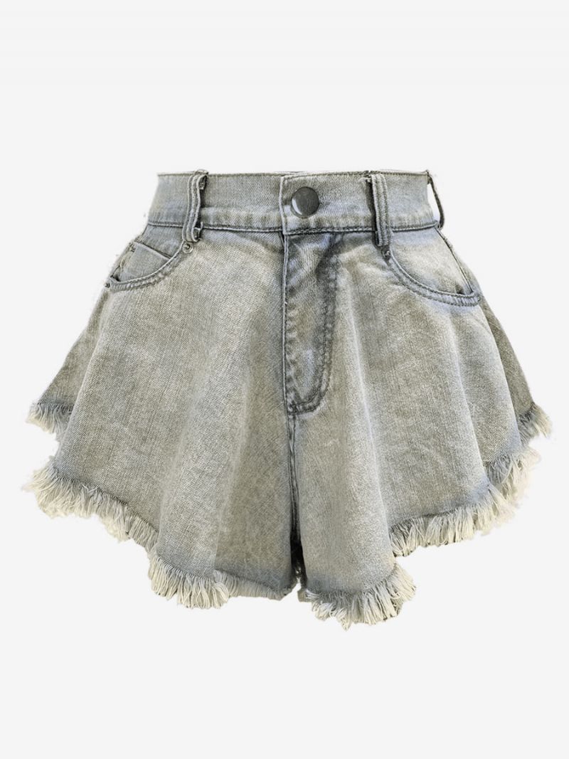 Shorts För Kvinnor Fringe Denim Cowboy Bottoms - Ljus Himmelsblå