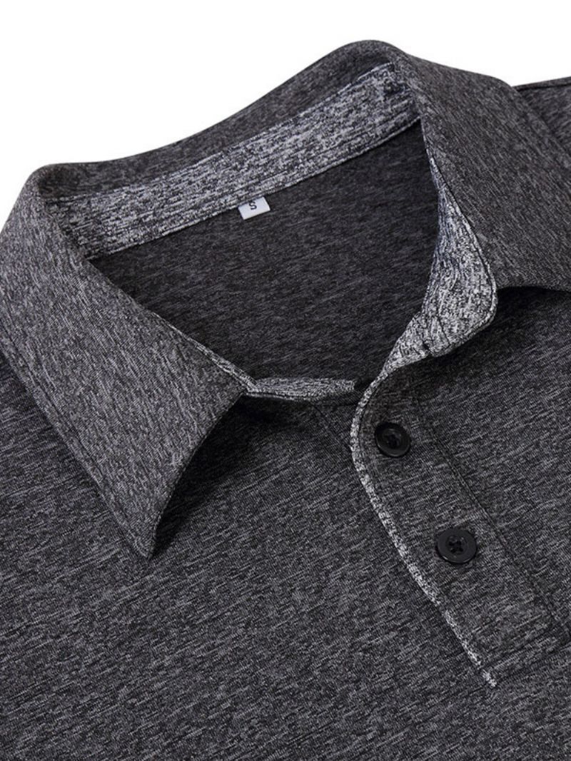 T-shirts För Män Casual Turndown-krage Överdimensionerade Långa Ärmar - Deep Grey