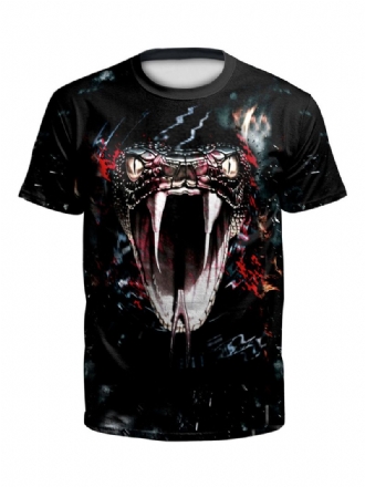 T-shirts För Män Skrämmande Halloween Ormmönster Jewel Neck Skelett Kortärmad Blus