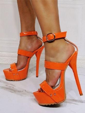 Dam Tri Straps Platform Stiletto Prom Heel Sandaler I Orange