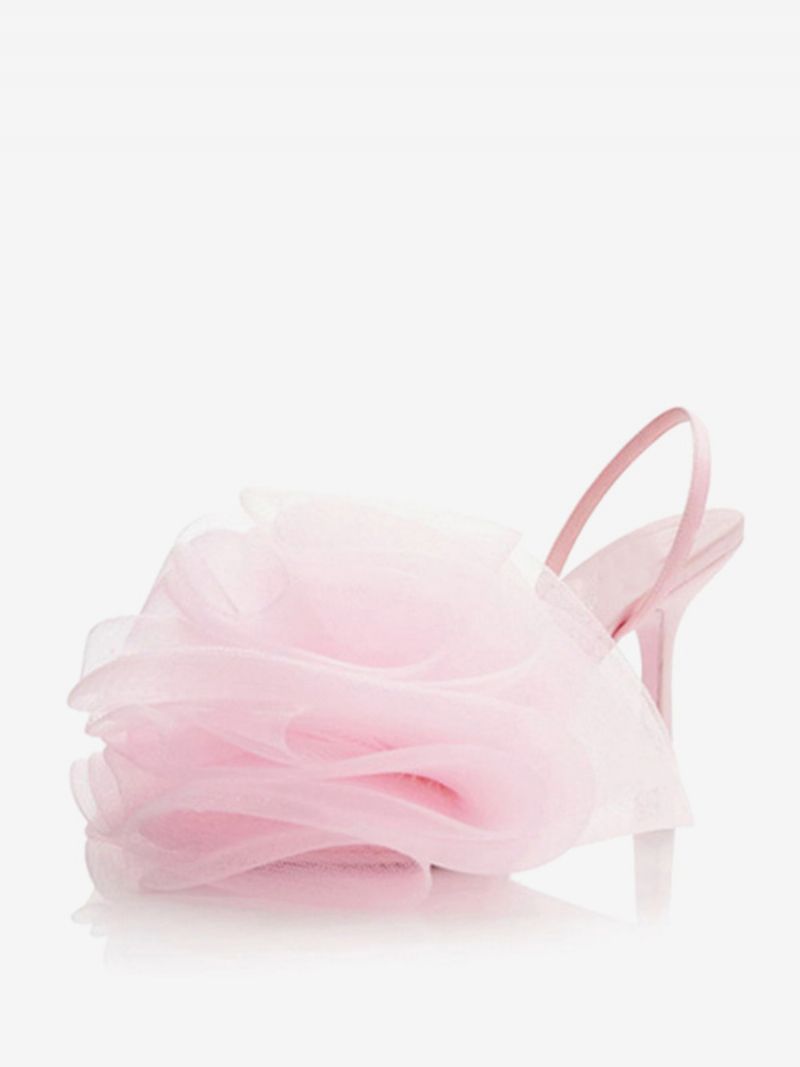 Kvinnors Sandaler Med Hög Klack Peep Toe Mesh Blommor Detalj Slingback - Rosa