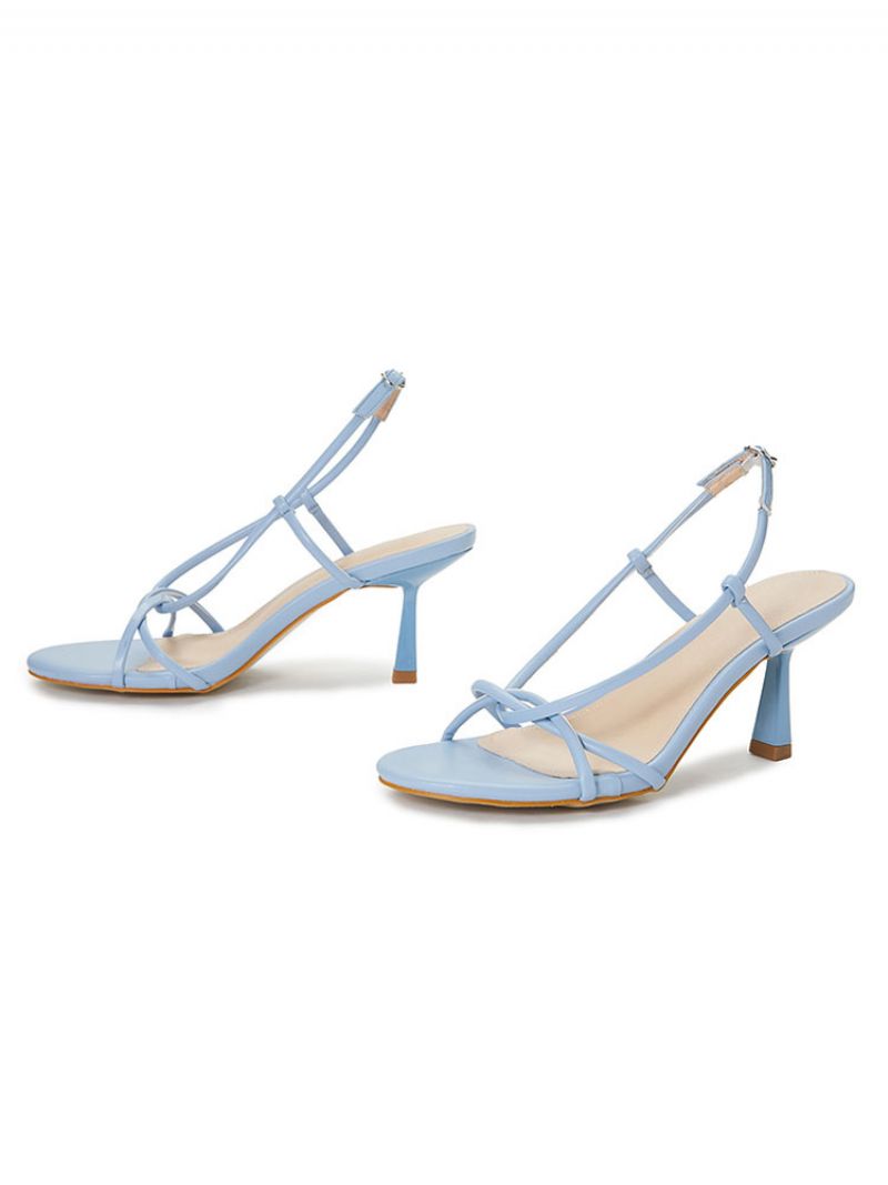 Strappy Slingback Låg Prom Heel Sandaler För Kvinnor - Ljus Himmelsblå