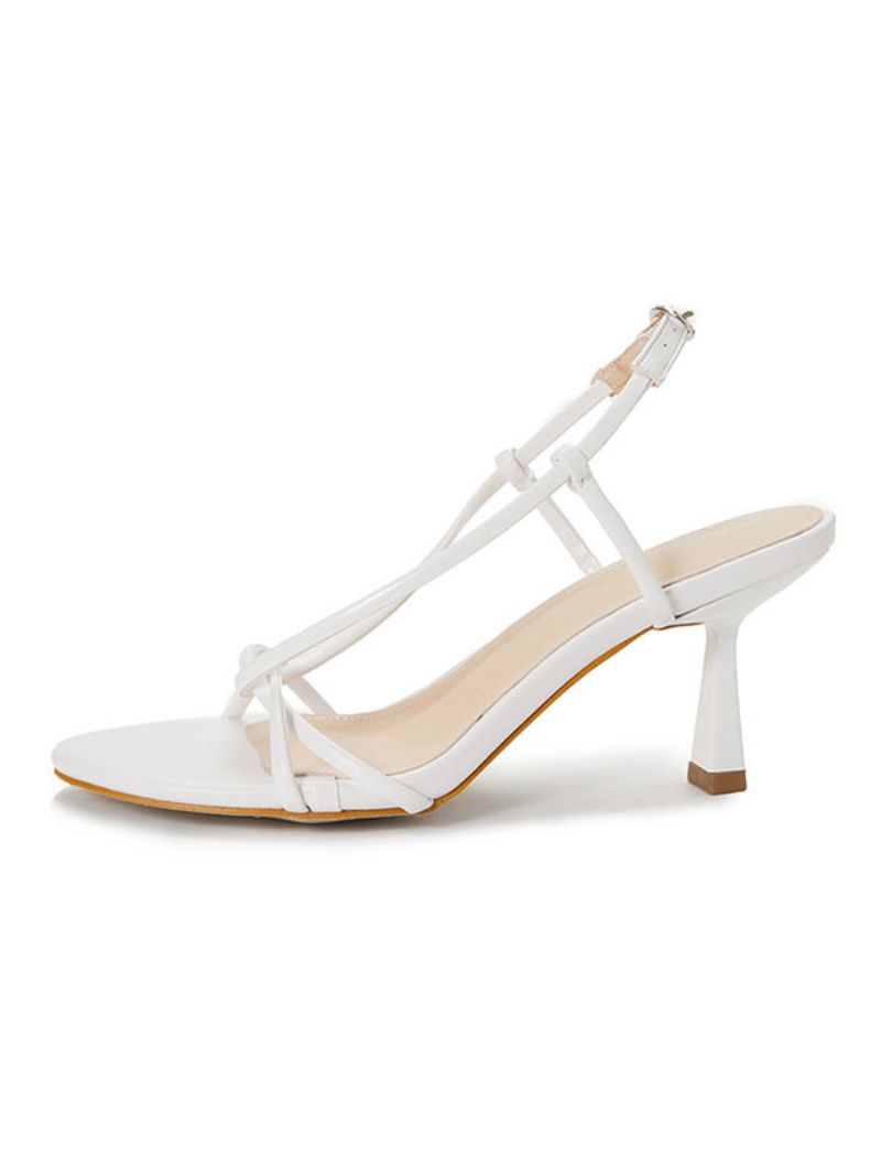 Strappy Slingback Låg Prom Heel Sandaler För Kvinnor - Vit