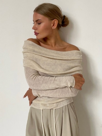 Off Shoulder Pullover Långärmad Höst Vinter Tröja För Dam