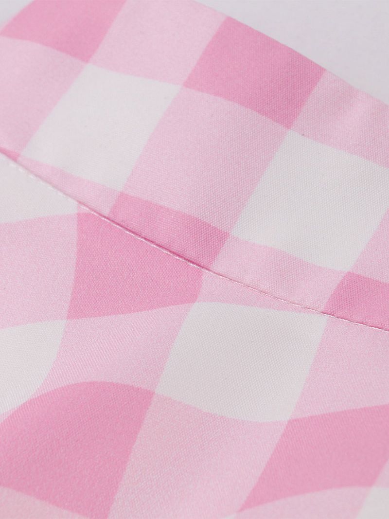 Barbie Rosa Gingham Kjol Pläd Mid-vad Lång Dam Bottoms - Rosa