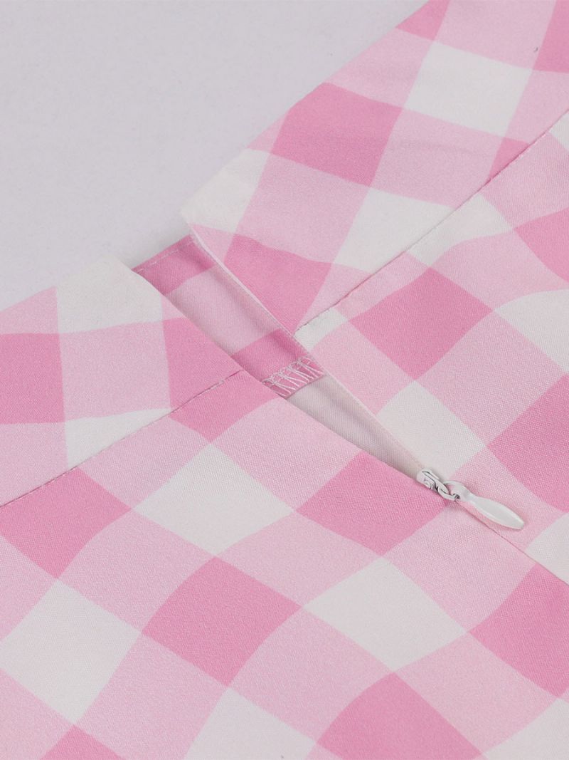 Barbie Rosa Gingham Kjol Pläd Mid-vad Lång Dam Bottoms - Rosa