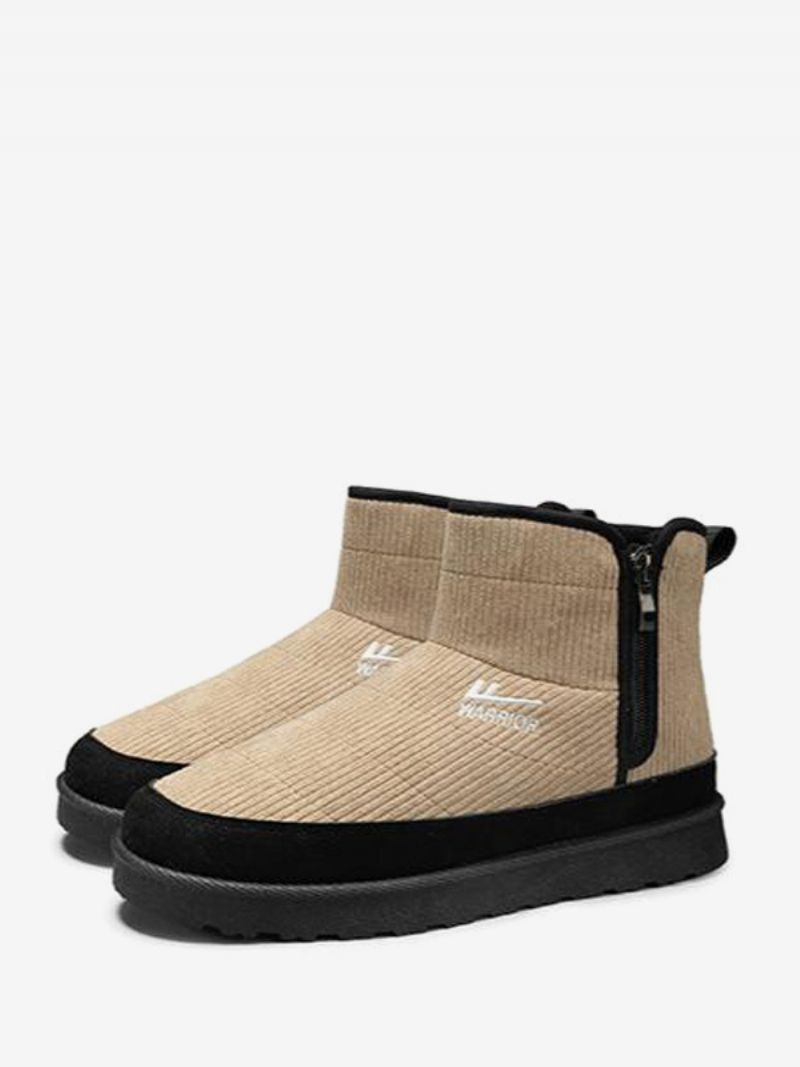 Herrstövlar Chelsea Deep Grey Polyester Rund Toe Snökängor - Khaki