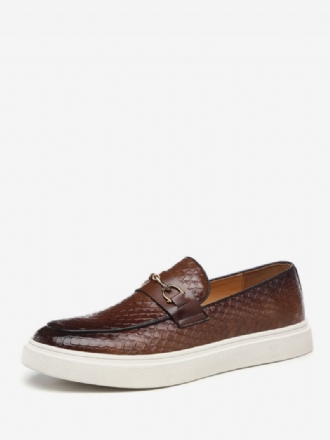 Loafers Herrstövlar Kaffebrun Pu-läder Closed Toe Casual Skor