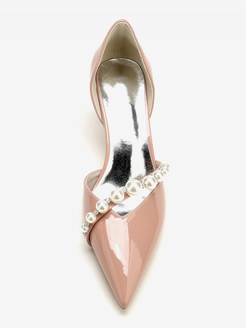 Bröllopsskor För Kattungar Kvinnor Patent Pu Övre Spetsiga Tå Pearls Bridal Pumps - Gul / Röd