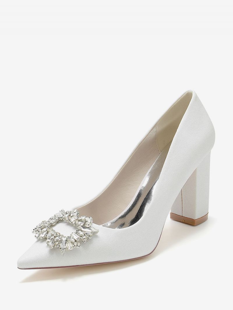 Bröllopsskor För Kvinnor Bridal Pumps Med Paljetter I Spetsad Tå Strass