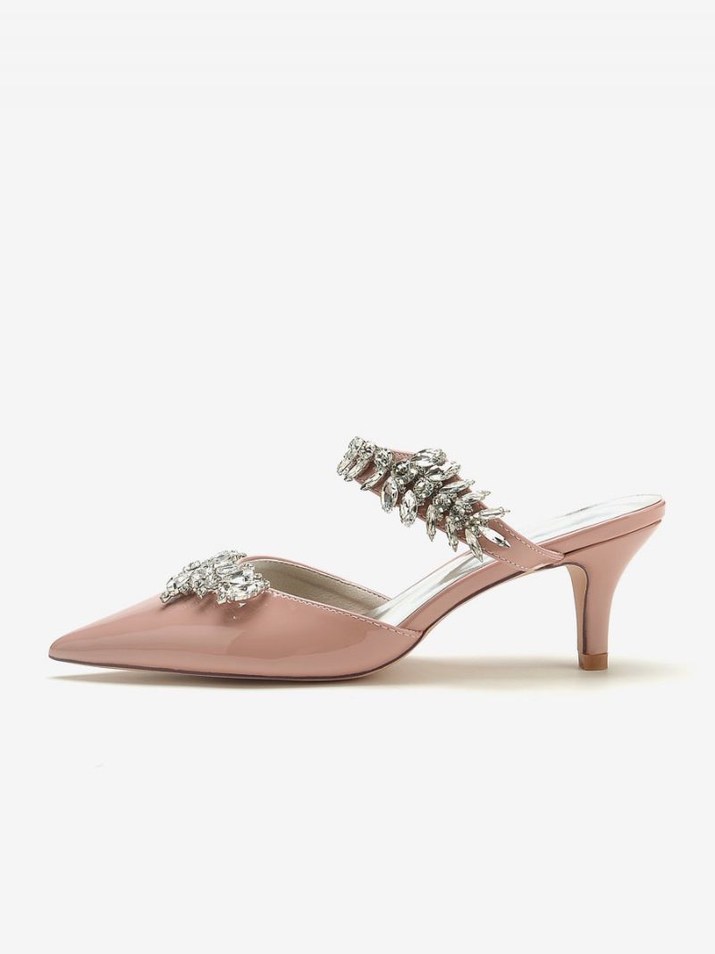 Bröllopsskor För Kvinnor Bridal Pumps Patent Pu Övre Spetsiga Tå Strass - Gul / Röd