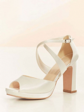 Bröllopsskor För Kvinnor Bridal Pumps Satin Peep Toe