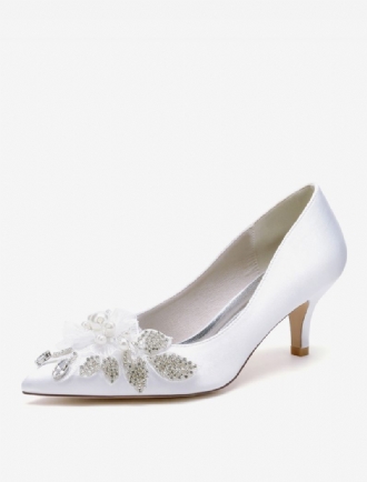 Bröllopsskor För Kvinnor Bridal Pumps Satin Spetsig Tå