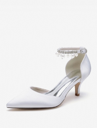 Bröllopsskor För Kvinnor Bridal Pumps Satin Spetsig Tå