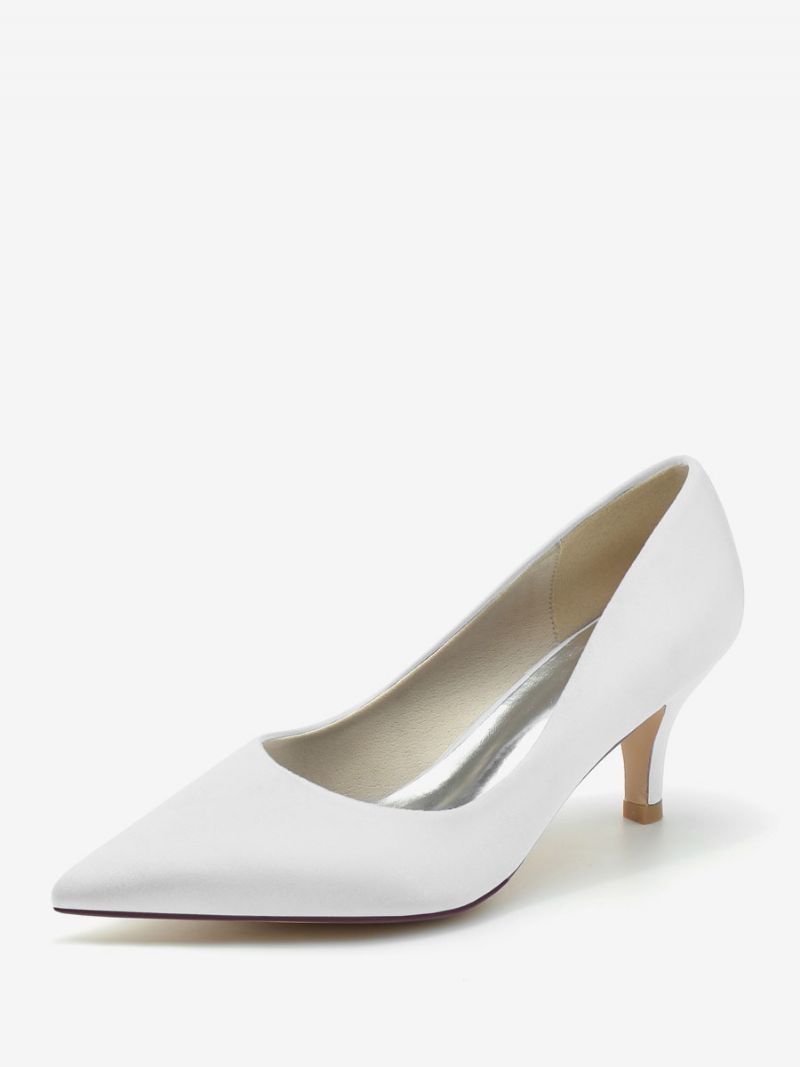 Bröllopsskor För Kvinnor Bridal Pumps Siden Och Satin Spetsad Tå