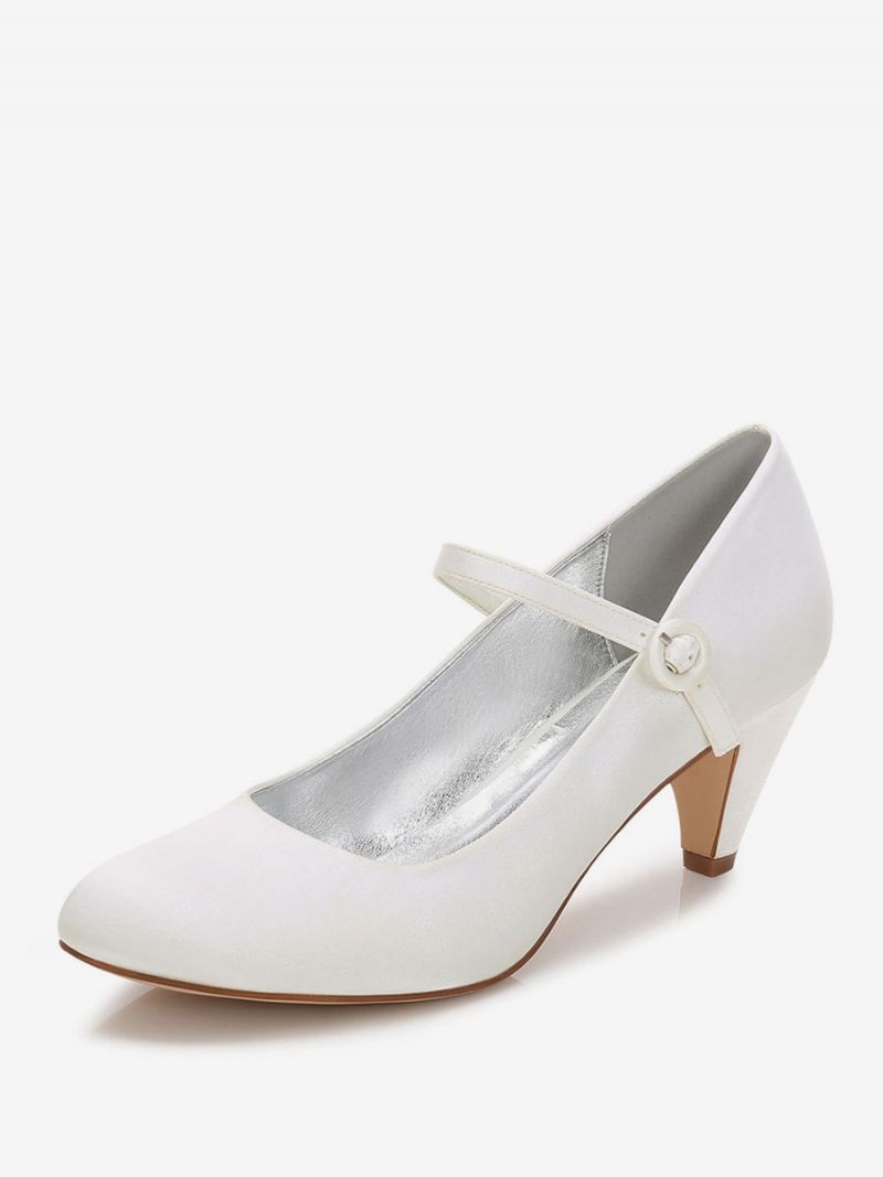 Bröllopsskor För Kvinnor Mary Jane Low Heel Pumps - Elfenben