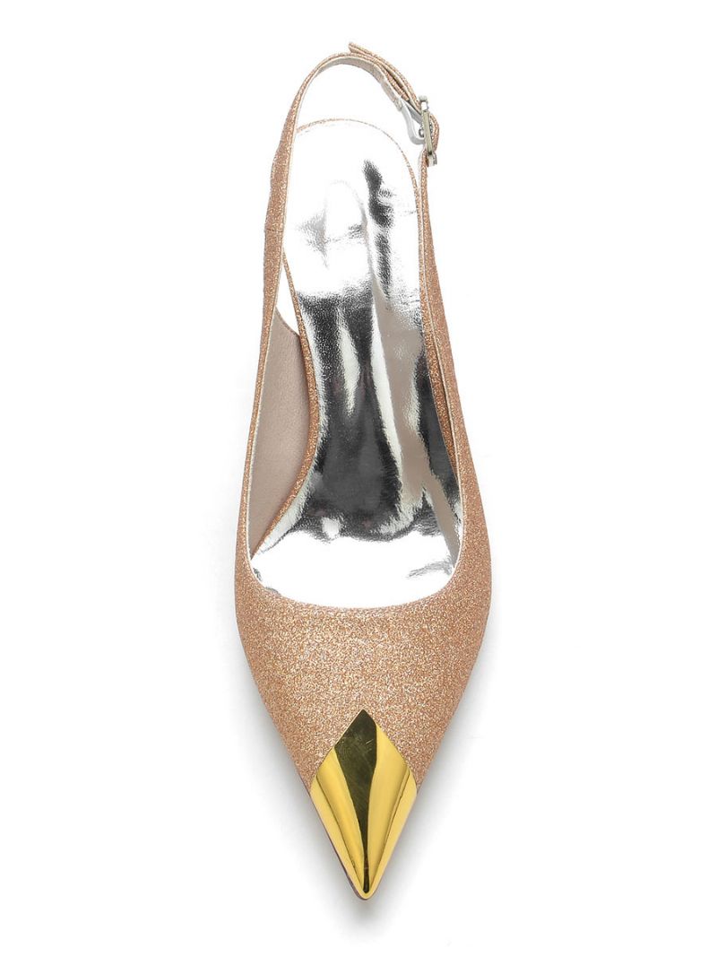 Bröllopsskor För Kvinnor Slingback Stiletto Heel Bridal Pumps - Champagne