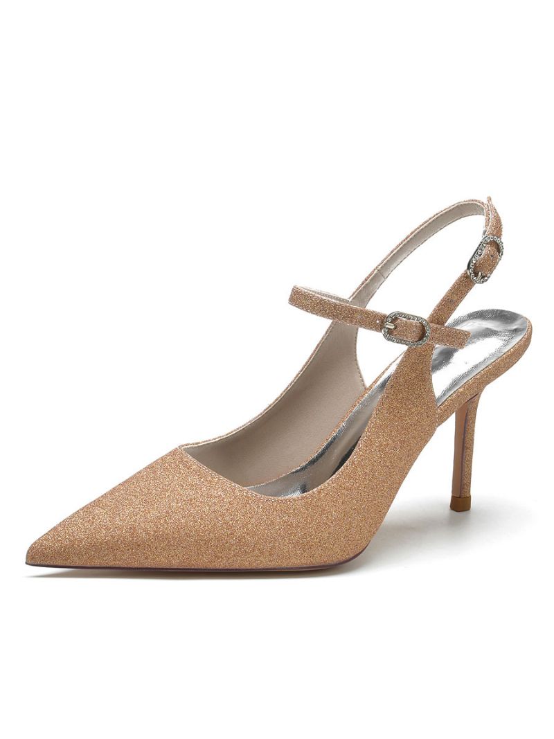 Bröllopsskor För Kvinnor Slingback Stiletto Heel Pumps - Champagne