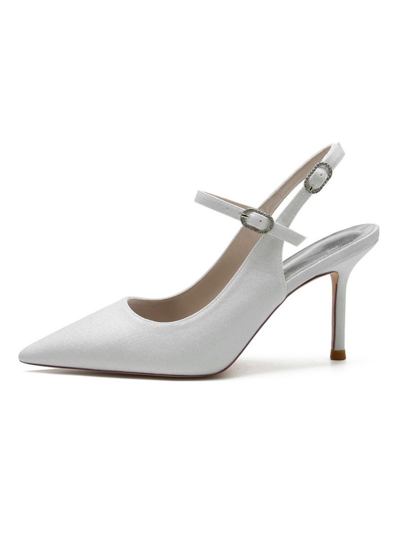 Bröllopsskor För Kvinnor Slingback Stiletto Heel Pumps - Vit