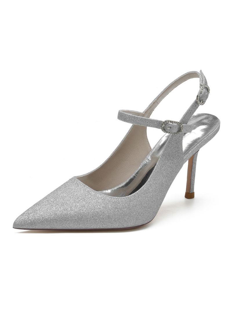 Bröllopsskor För Kvinnor Slingback Stiletto Heel Pumps - Silver