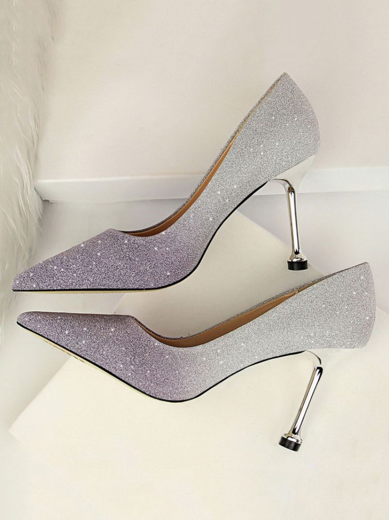 Dam Glitter Stiletto Heel Pumps Evening Balskor - Lavendel