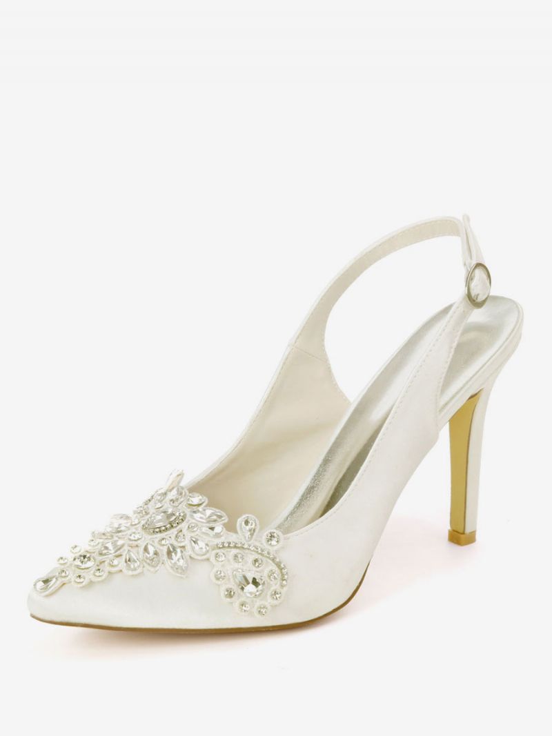 Dam Rhinestones Brudskor Slingback Klackar