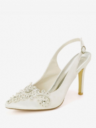 Dam Rhinestones Brudskor Slingback Klackar