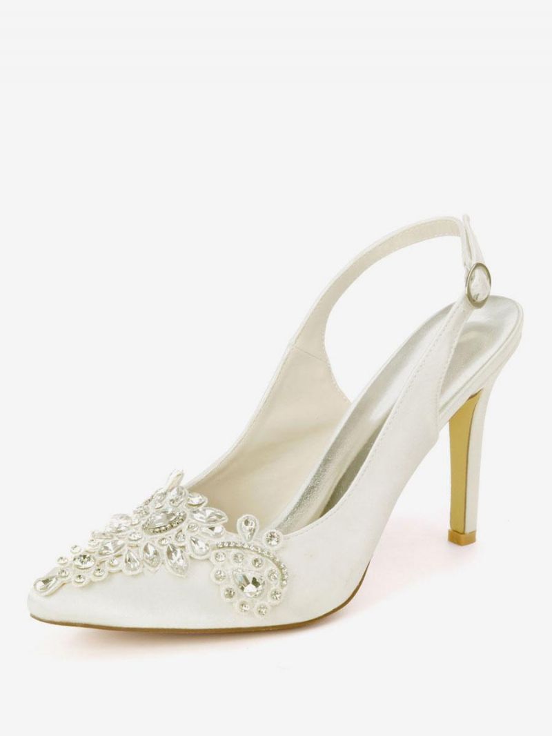 Dam Rhinestones Brudskor Slingback Klackar - Silver