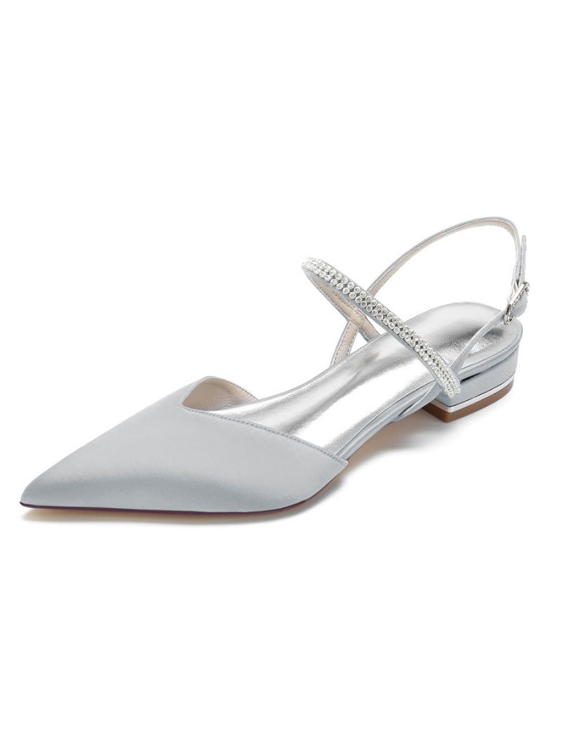 Dam Rhinestones Mary Jane Slingback Brudlägenheter I Satäng - Silver