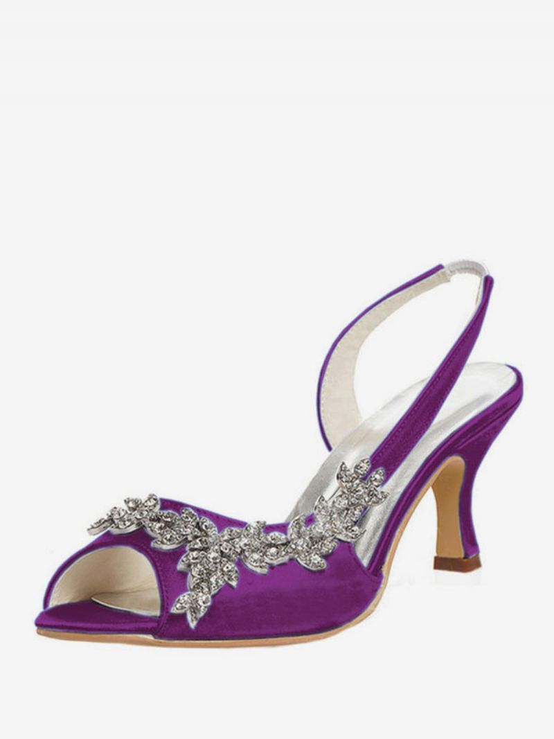 Dam Rhinestones Slingback Bröllopspumpar - Lila