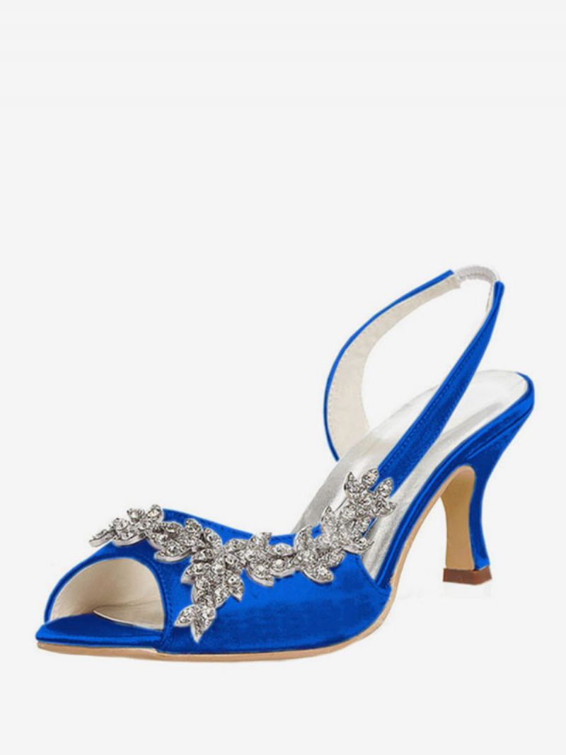 Dam Rhinestones Slingback Bröllopspumpar - Royal Blue