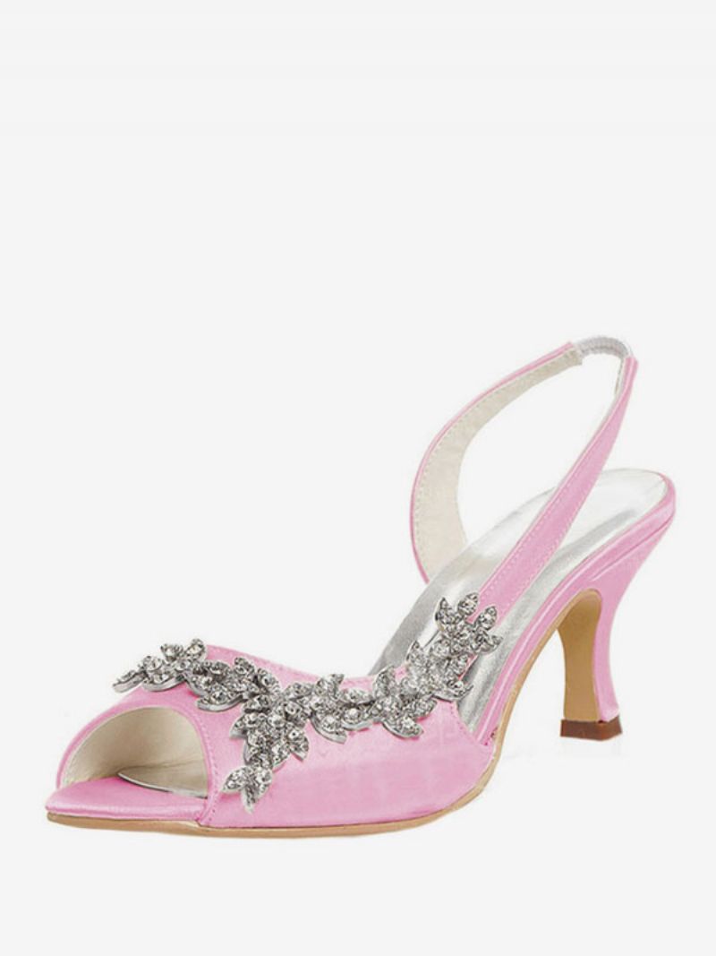 Dam Rhinestones Slingback Bröllopspumpar - Rosa