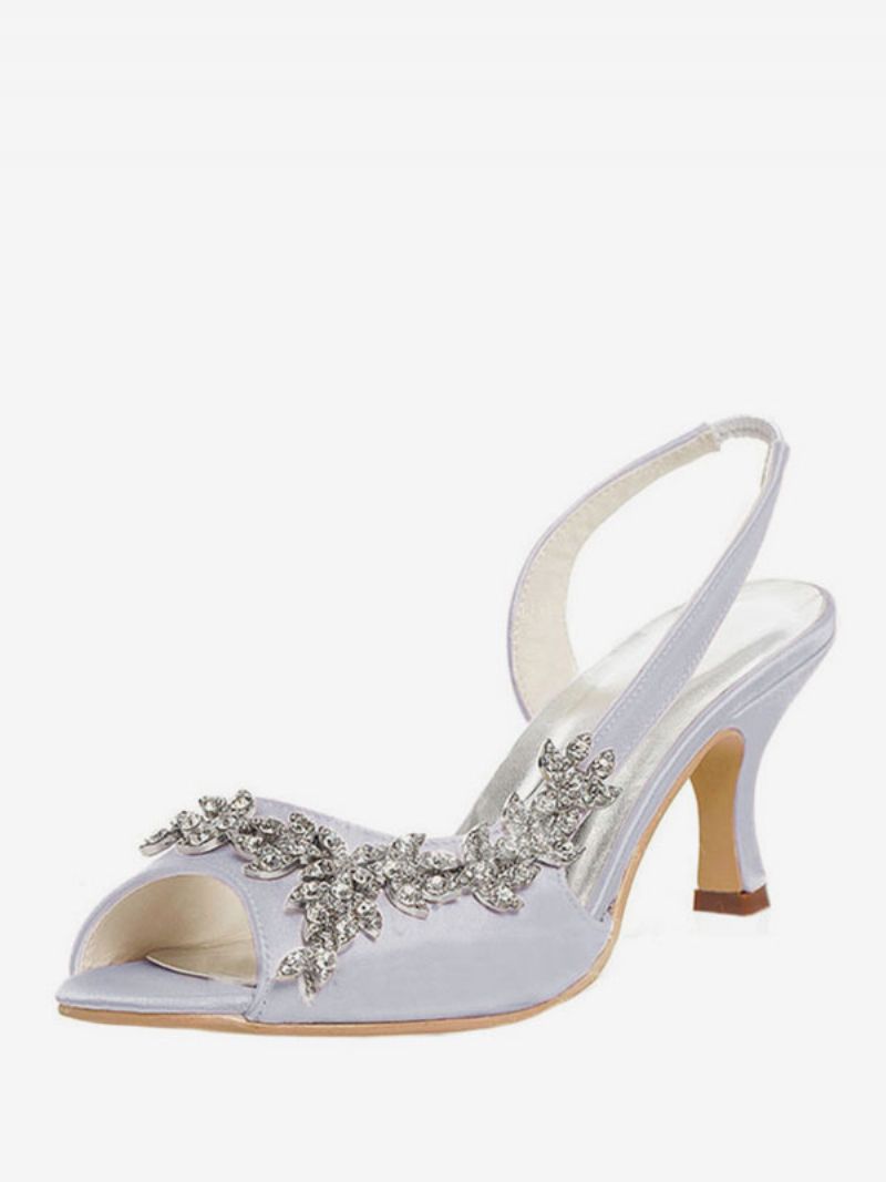 Dam Rhinestones Slingback Bröllopspumpar - Silver