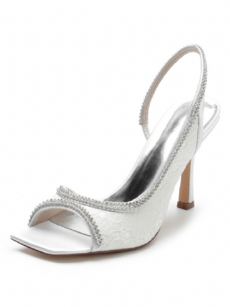 Dam Strass Spets Slingback Stilettklack Bröllopssandaler