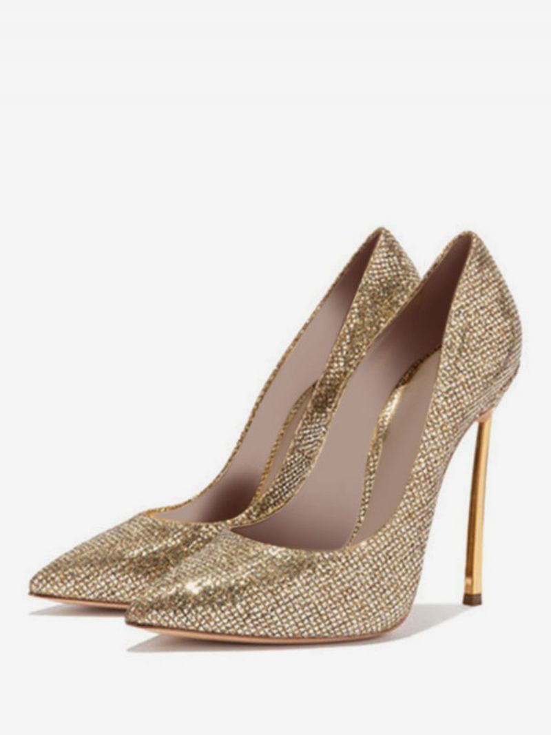 Damer Sparkly Gold Evening Pumps Prom Heels