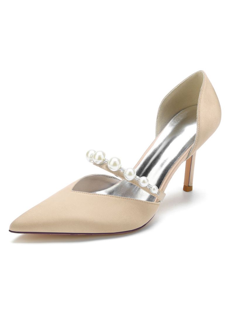 Dampärlor Bridal Pumps Stilettklack I Satin - Champagne