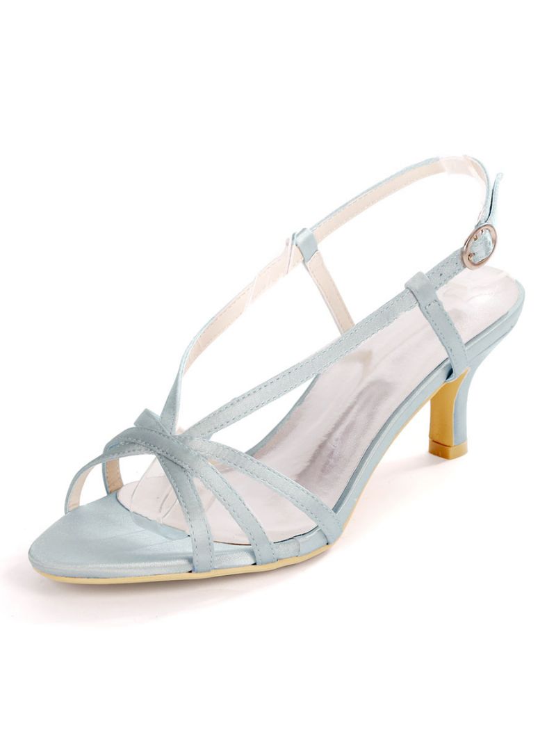 Damremmar Slingback Kattunghäl Brudsandaler - Silver