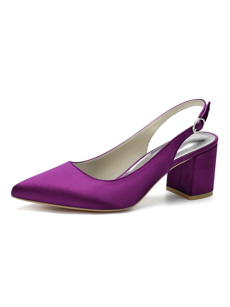 Klackklack Slingback Pumps För Damer Med Spetsiga Tå - Plum