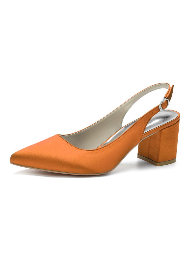 Klackklack Slingback Pumps För Damer Med Spetsiga Tå - Orange