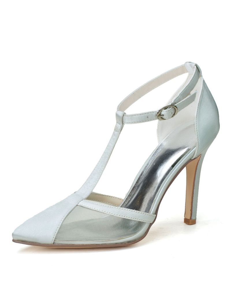 Kvinnors Brudskor T-rem Heel Pumps - Silver